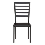 Black Finish 2-Piece Writing Desk Set with Chair Industrial Style Metal Frame Faux Leather B011P182511
