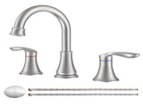 2-Handle 8 inch Widespread Bathroom Sink Faucet Brushed Nickel Lavatory Faucet 3 Hole 360&deg Swivel 89343189