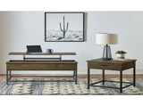 Brown Oak and Sandy Black Square End Table B062P153628