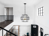 4-Light Metal Lantern Tiered Pendant Hanging Light Fixtures, Industrial Farmhouse Adjustable Height W1592P247685
