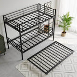 ZNTS Twin Bunk Bed with Trundle Metal Bunkbeds with Ladder and Full-Length Guardrail, Noise Free, No Box W840P196829