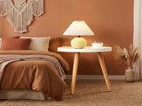 Round Side Table with Wooden Tray, Mid-Century Accent End Table with Bamboo Legs for Living Room 08772069