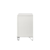 Pearl White 2-Drawer Nightstand with Acrylic Crystal Legs B062P215411