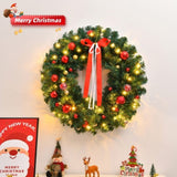 24in Pre-lit Battery Powered Christmas Wreath, Lighted Artificial Xmas Wreath with 50 Warm Lights 43039127