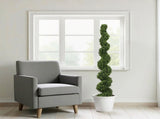 6FT Artificial Spiral Topiary Trees Outdoor Faux Boxwood Plants with Large Twisted Green Potted W2945P379269