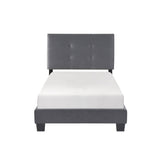 ZNTS 1pc Twin Platform Bed Dark Gray Velvet Upholstered Adjustable Height Headboard Button Tufted Solid B011P203576