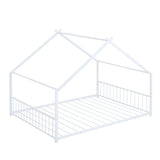 Full Size Metal House Bed, White 28350258