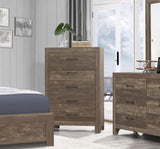 ZNTS Simple Look Rustic Brown Finish 1pc Chest of 5x Drawers Black Metal Hardware Bedroom Furniture B01153395