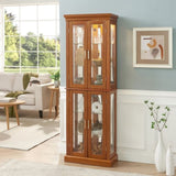 Curio Cabinet Lighted Curio Diapaly Cabinet with Adjustable Shelves and Mirrored Back Panel, W1693P154580