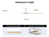 52 inch Modern Ceiling Fan with Lights,Remote Control, 3 Plywood Blades,6-Speed,Dimmable, Noiseless 98103013