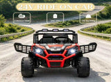 Red 2 Seater 24V Kids Electric Car, Remote Control 3 Speed LED Lights Music Horn Spring Suspension 71191897