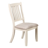 ZNTS White Classic 2pcs Dining Chairs Set Rubberwood Beige Fabric Cushion Seats Slats Backs Dining Room B011120833