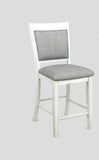 Farmhouse Style 2pc White & Gray Linen Counter Height Chair Bar Stool Footrest Wooden Furniture B011P148063