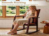 Heavy-Duty Solid Wood Rocking Chair, Ergonomic Accent Armchair with Breathable Ladder Back for 58972745