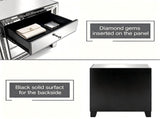 () 3-Drawer Nightstand with Rhinestone Trim MDF Storage Cabinet with Mirrored 47695671