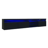 ON-TREND Unique Design TV Stand with 2 Glass Shelves, Ample Storage Space Media Console for TVs Up WF314584AAB
