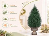 2 Pack 3FT Artificial Potted Trees, Dark Green PE Faux Plants with 360 Dense Branch Tips, Antique 52245840