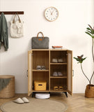 Natural Rattan Storage Cabinet Double-Door Shoe Cabinet with Large Storage Space and Durable W158183857