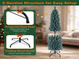 5 FT Slim Pencil Artificial Christmas Tree, Frosted Gray-Green & Silver Needles, Flame Retardant 38361992
