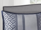 7 Piece Jacquard Comforter Set Navy Queen B03597208