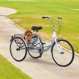 ZNTS Adult Tricycle Trikes,3-Wheel Bikes,24 Inch Wheels Cruiser Bicycles with Large Shopping Basket for W101952728