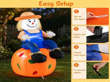 4 FT Inflatable Scarecrow Sitting on Pumpkin with LED Lights, Waterproof Polyester Fall Harvest 80338498
