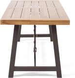 ZNTS Outdoor Acacia Wood Metal Base Dining Table, Teak 57239.00