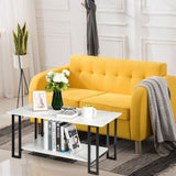 Coffee Table, 2 Layers 1.5cm Thick Marble MDF Rectangle 39.37" L Tabletop Iron Coffee Table , Dining 83238180