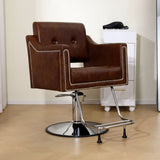 ZNTS 360° Swivel Faux Leather Swivel Salon Barber Chair Height Adjustable for Men & Women for Haircut W676P187962