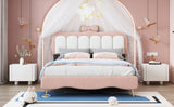 ZNTS Full size Velvet Princess Bed With bow-knot Headboard,Full Size Platform Bed with Headboard and WF315549AAH