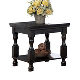 ZNTS Rustic Style Antique Black 1pc END TABLE Open Bottom Shelf Plank Style Table Top Living Room B011P214574