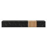 ON-TREND TV Stand with Faux Marble and Walnut Wood Grain Finish for TVs up to 88'', Modern WF320812AAB