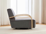 30.7"W Upholstered 360&deg Swivel Accent Chair with Solid Wood Armrests and Comfy Channel Tufted W3118P339625