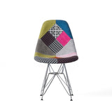 Patchwork Accent Chair Bohemian Style Fabric Chair with Chromed Legs Geometric Pattern Chair, 18"D 56395.00