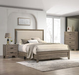 Grey Finish Fabric Upholstered Headboard Tufted Nailhead Trim 1pc Queen Size Panel Bed Beautiful B011P173507
