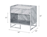 Azrael White Printed Faux Marble & Chrome Finish Accent Table B2726P340578