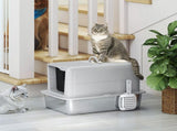 2-in-1 Gray Cat Litter Box, Removable Lid, for Small to Large Cats 63504530