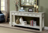 ZNTS Sofa Table Antique White Rustic Solid wood Storage Table Open Shelf Bottom Living Room 1pc Side B01143443