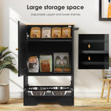 Feeding Station with 1 Storage Cabinets, Pet Feeding Station with 2 Elevated Dog Bowls, Side Hooks, W1687P246776
