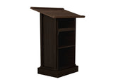 Wood Podium Stand, 44" Tall Wooden Lectern with Mic Stand Space, sliding shelf with cup holder and 17888935