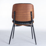 A&A Furniture, Dining Chairs Set of 2 Mid Century Modern Retro Faux Leather Chair with Walnut W1143P151496