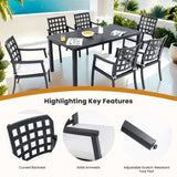 Modern Classic Cast Aluminum Outdoor Patio 2-Piece Dining Chairs, Textured Ember Black Finish, W1886P271053