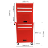 Tool Cabinet on Wheels, 6-Drawer Lockable Rolling Tool Chest w/ 4 Universal Wheels, 2 in 1 W110282272