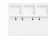 Farmhouse Wooden Hall Tree with 6 Hooks, Walnut Storage Bench with Adjustable Shelves, 4-in-1 90527649