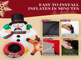 3.5FT Lighted Christmas Inflatable Decoration, Inflatable Snowman and Naughty Reindeer, Funny Blow 66447030