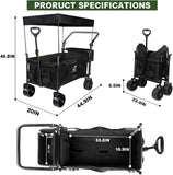 Collapsible Wagon Heavy Duty Wagons Carts Foldable with Removable Canopy, Foldable Wagon Cart with 45037488