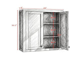 Black Modern Wall-Mounted Bathroom Cabinet with 2 Doors & 2 Adjustable Shelves 42742667