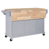 Cambridge Natural Wood Top Kitchen Island with Storage W914107254