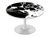 31.5" Round Modern Tulip Dining Table, Sintered Stone Tabletop with Luxury Faux Marble Print, Carbon W3316P540347