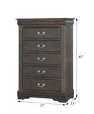 ZNTS Dark Grey 5-Drawer Chest with Metal Handles B062P209040